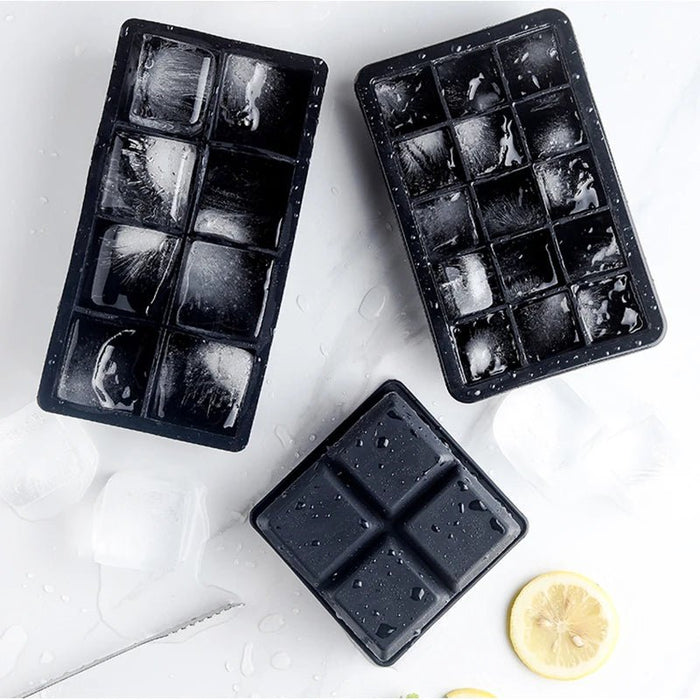 4/6/8/15 Grid Big Ice Tray Mold Box Large Food Grade Silicone Ice Cube Square Tray Mold Diy Bar Pub Wine Ice Blocks Maker Model - Shopsta EU