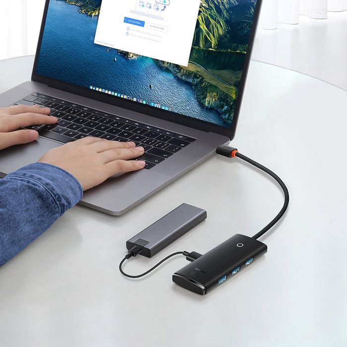 Baseus Lite Series USB HUB - 4-in-1 Type-C/USB-A to 4 USB 3.0 Adapter, Compatible with MacBook Pro Air, Huawei Mate 30 - Perfect for Expanding USB-C 3.0 Connectivity - Shopsta EU