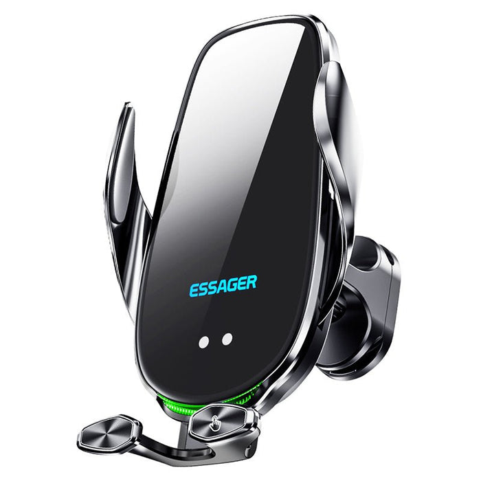 ESSAGER A4 Wireless Car Phone Holder Charger - 15W 10W 7.5W 5W, Air Vent Clamp Bracket, Compatible with iPhone 13, 14, 14 Pro, 14Pro Max, Xiaomi 13pro, Huawei Mate50 - Ideal for Safe and Efficient In-car Charging - Shopsta EU