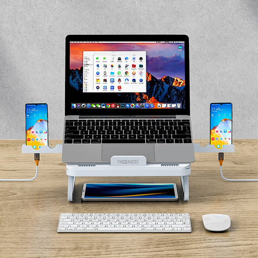 Universal Multifunctional Stand - 4 USB 3.0 Ports, 10-Gear Height Adjustment, Heat Dissipation, for 12-18 inch Devices - Ideal for Macbook and Desktop Users Needing Bracket Holders - Shopsta EU